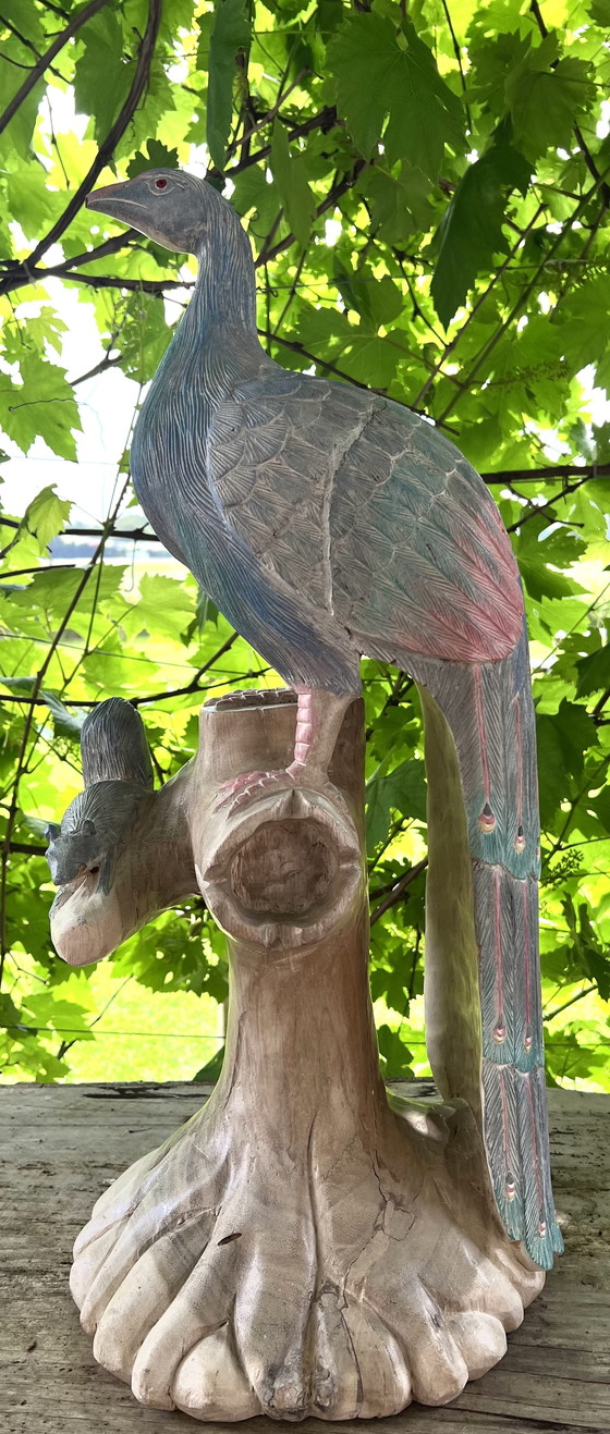 Image 1 of Impressionnante statue en bois sculptée à la main vers 1950