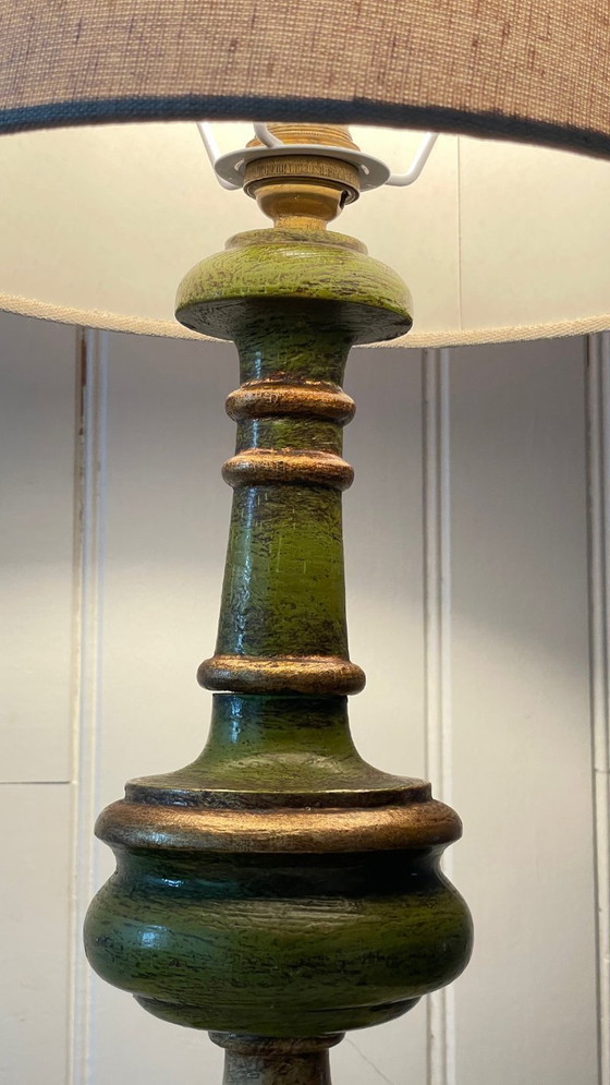Image 1 of Vintage lamp van gedraaid hout