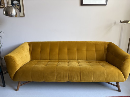 Homestock velvet sofa gold/yellow