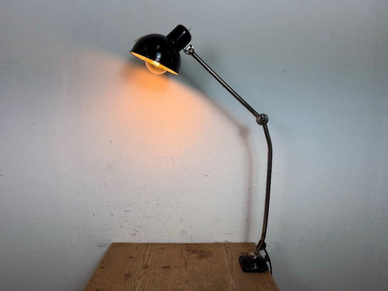 Image 1 of Industrial Workshop Black Enamel Desk Lamp, 1950s