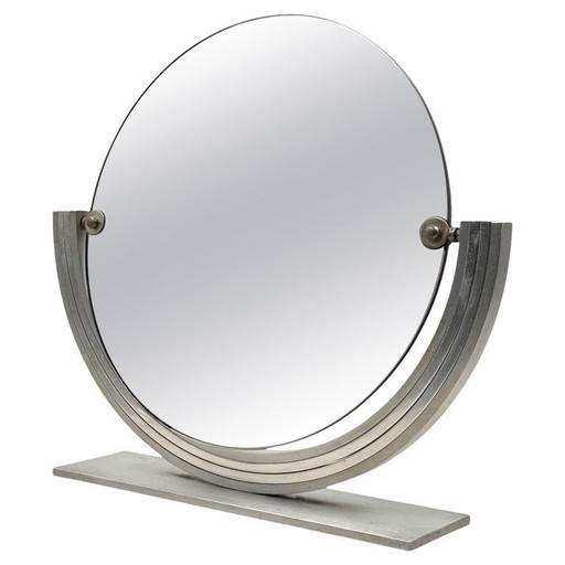 Mid-Century Nickel-Plated Brass Table Mirror / Vanity, Gaetano Missaglia Italy 1960s