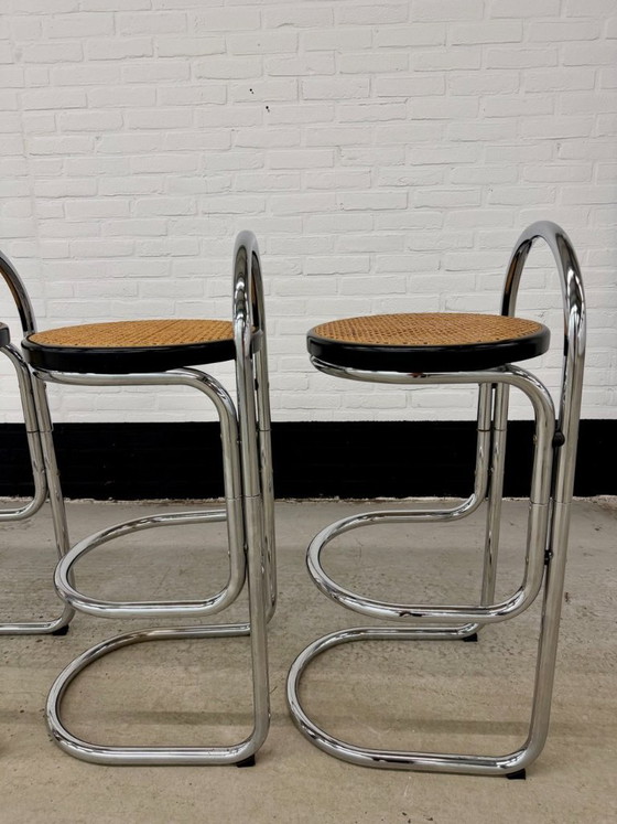 4 Vintage Italy Chrome Barstools – Barkrukken, Metal (photo 10 of 21)