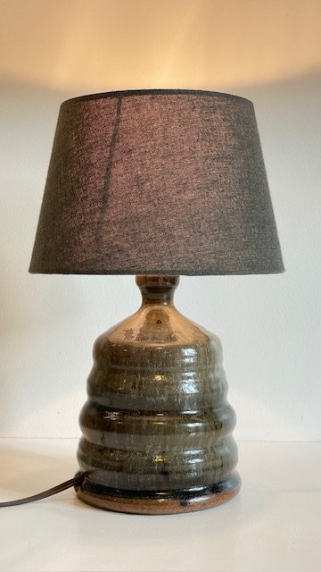 Image 1 of Geometrische handgemaakte lamp Vintage geglazuurd steengoed