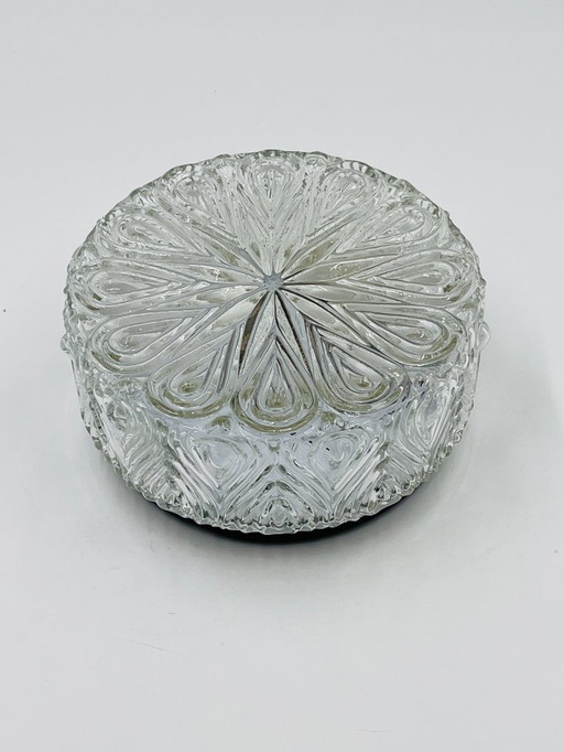 Moulded glass ceiling light in large flower relief