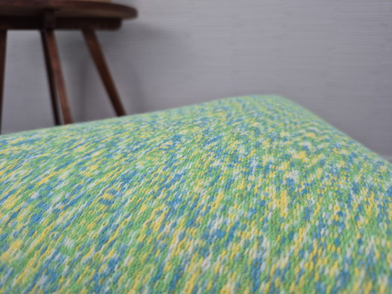 Image 1 of Tabouret triangulaire vintage avec revêtement en tissu neuf, de style danois.