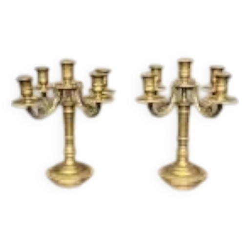 Paire de chandeliers de table. Bronze massif. – kandelaars en kaarsen (photo 2 of 7)