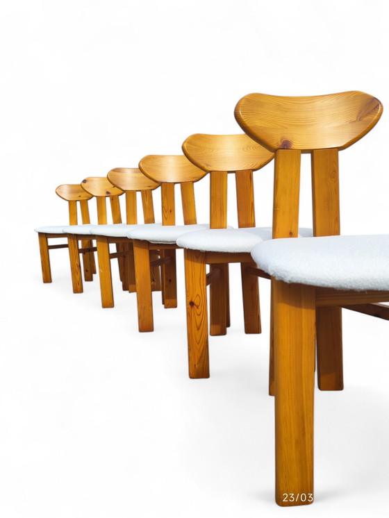 Image 1 of Set of 6 Danish pine chairs