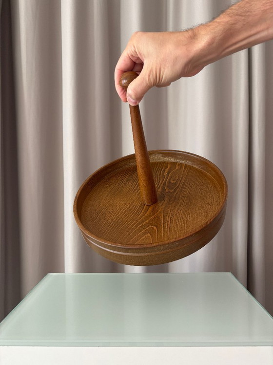 Vintage Wooden Serving Tray with Central Handle, Table accessories, Brown (photo 2 of 9)