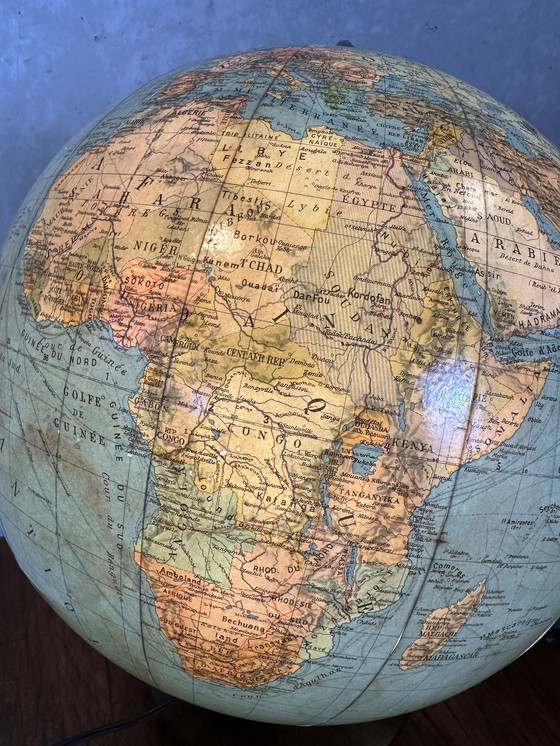 Image 1 of Vintage wereldbol ‘Colomb’ / verlichting - glas