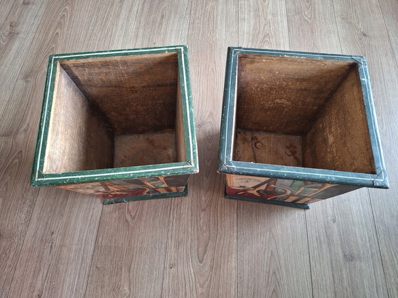 Image 1 of Vintage hand-painted paper baskets / planters