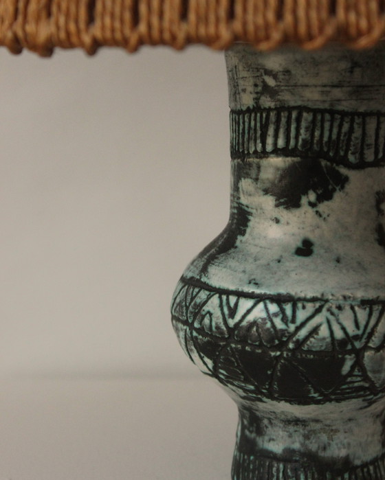 Image 1 of Ceramic Table Lamp with Cord Shade, by Jacques Blin