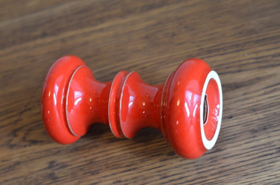 Image 1 of Candelabro de cerámica rojo de mediados de siglo