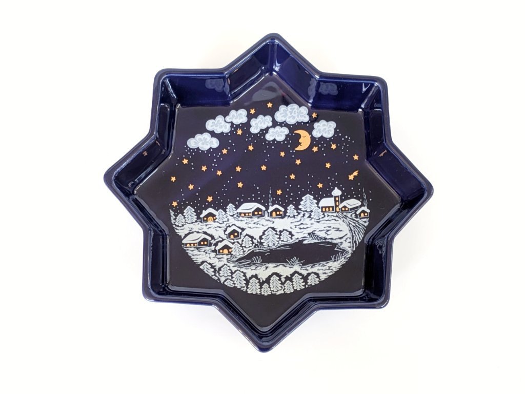 1980s Waechtersbach Christmas Plate | Star Shaped Cobalt