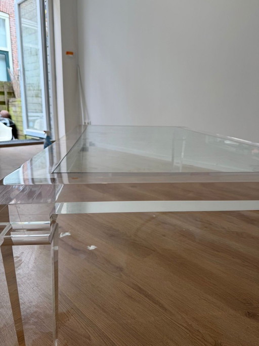 Table basse vintage Fabian Art Rome Italie en basse et plexiglas