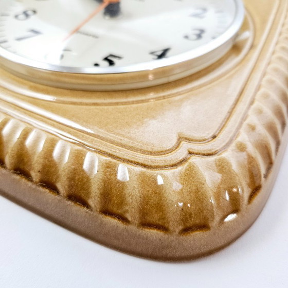 Image 1 of Mid-century Modern Ceramic Wall Clock | Vintage Kitchen Clock | Made in Germany By ALFA Keramik | From the 1970s