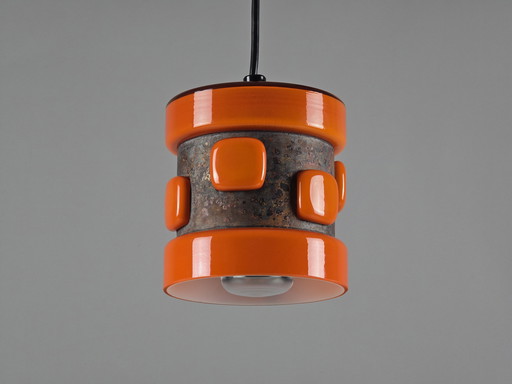 Very Rare 1960s Vintage 'Tribal' Pendant Light By Wiktor Berndt For Flygsfors Orrefors — Swedish Mid-Century Brutalist Pendant L