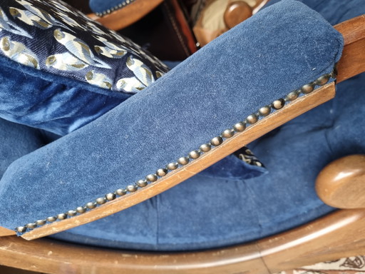 1 Chaise de bibliothèque Victoria Chesterfield bleue