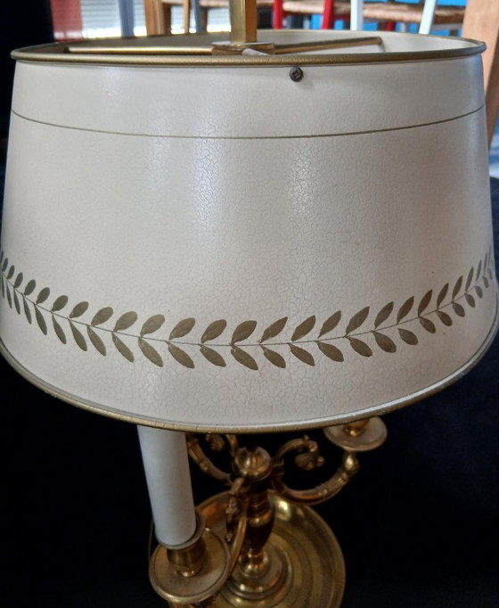 Exceptional Empire Style Bouillotte Lamp, Swan, Lucien Gau - Perfect Condition * – Table lamps, Metal, Brass (photo 7 of 14)