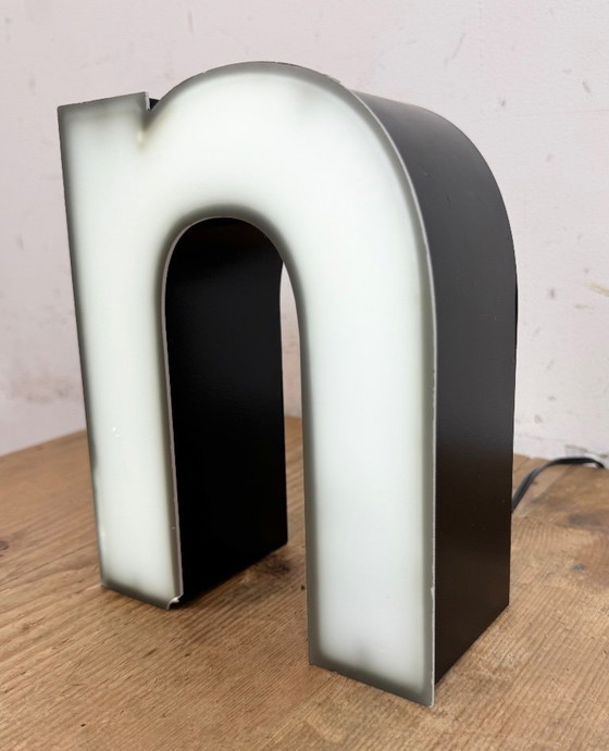 Image 1 of Vintage Grey Illuminated Letter N, 1970s
