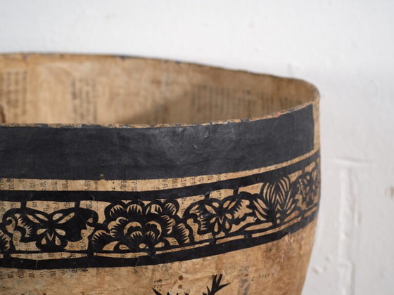 Cesto antico cinese in cartapesta con ritagli di carta neri – Cina, circa 1930 – Oggetti decorativi (photo 13 of 40)