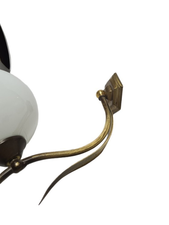 Art Deco wandlamp, Polen, jaren 1950 – Wandlampen, Glass, Brass (photo 7 of 9)