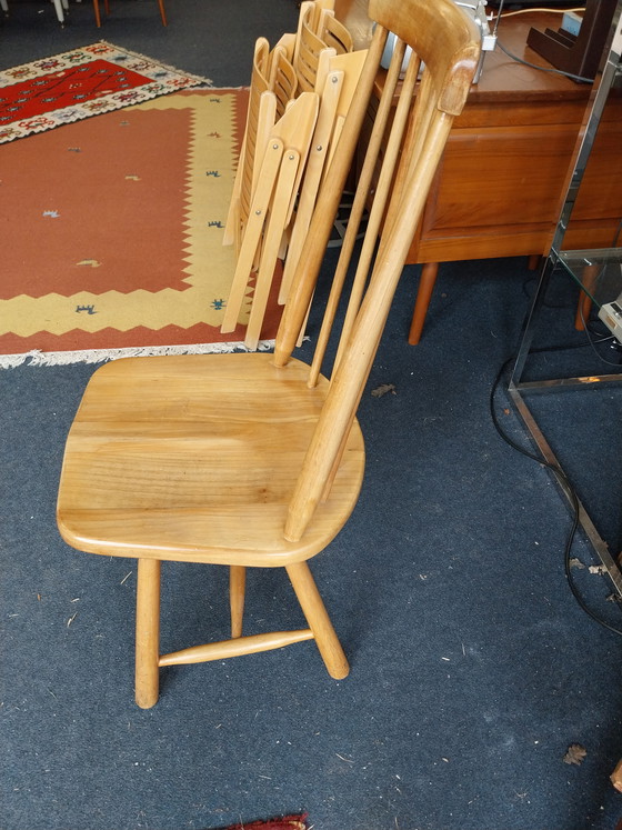 Image 1 of 4 x Pastoe Cees Braakman 1950s spindle chairs light oak