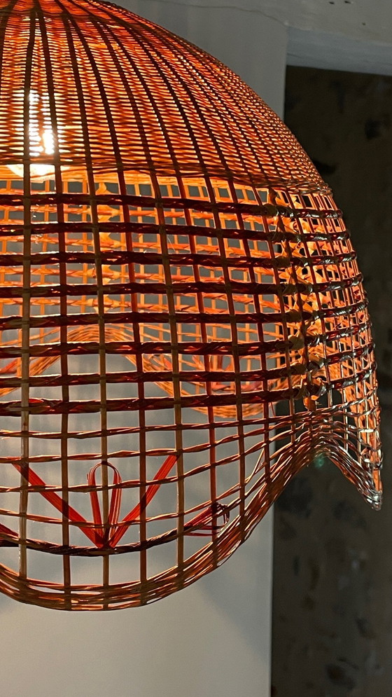 Image 1 of Hanglamp Bloem Osier Vintage Frankrijk