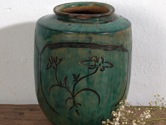 Jarrón asiático antiguo con detalles florales (c.1820) #14 – Jarrones (photo 2 of 40)