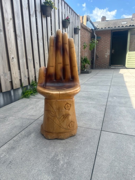 Vintage hand-formed teak chair