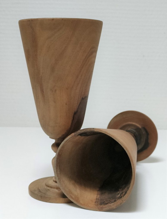 Image 1 of cinque bicchieri vintage in legno tornito