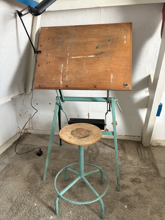Image 1 of Friso Kramer drawing table plus rotating stool