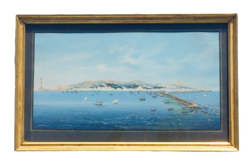Large Neapolitan gouache, 19th century (after Giuseppe Scoppa)
