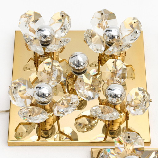 Applique carrée en laiton avec prismes en verre