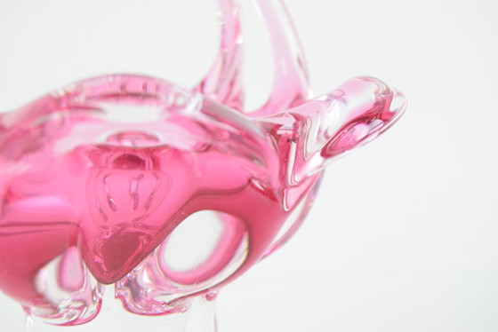 Image 1 of Cuenco de cesta de cristal artístico checo de mediados de siglo, de Josef Hospodka