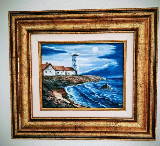 Image 1 of M.WILSON - Lighthouse - Artist's painting