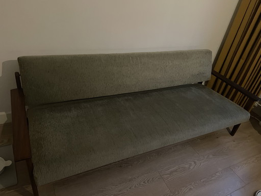 Canapé vintage, Size - See Photo, Solid Wood, Vintage Sofa Bed, Olive Green