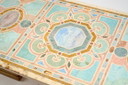 Table basse en marbre et marqueterie 1970