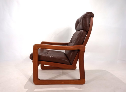 EMC teakhouten leren fauteuil, 1960