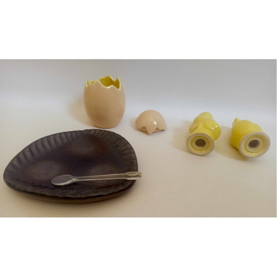 Image 1 of Vintage ceramic salt, pepper and mustard server, 1960