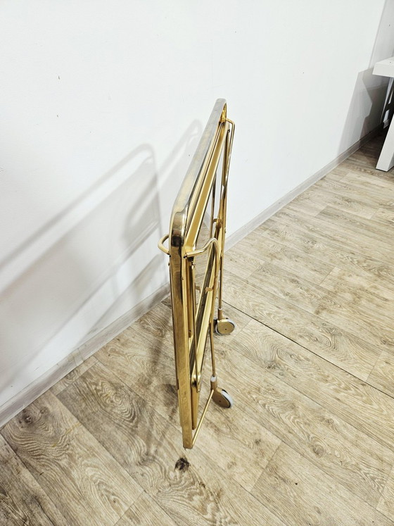 Desserte pliante Mid-Century Modern en laiton et verre acrylique nervuré, années 1960 – Brass (photo 17 of 17)