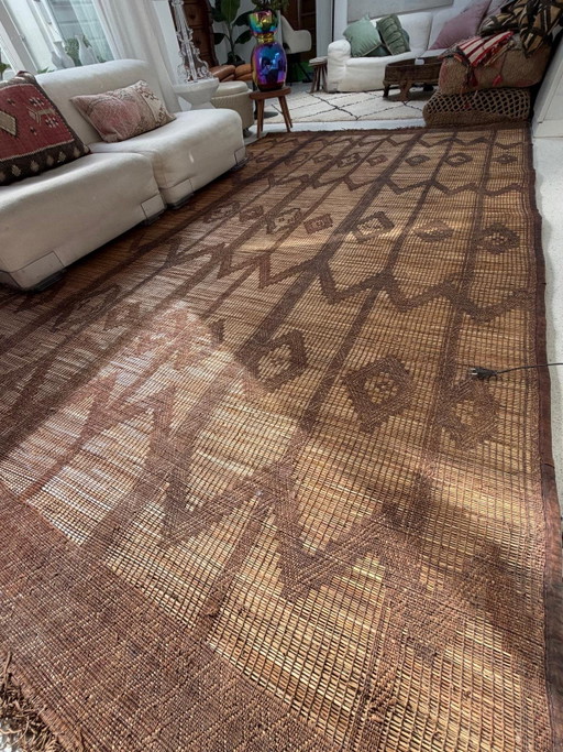 Tuareg Rug Leather Reed Rattan Large – vloerkleden en tapijten, Bamboo