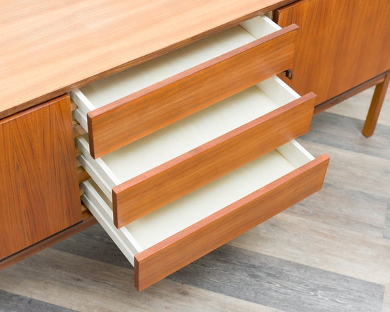 Image 1 of 1960s walnut sideboard, straight-lined design, restored.