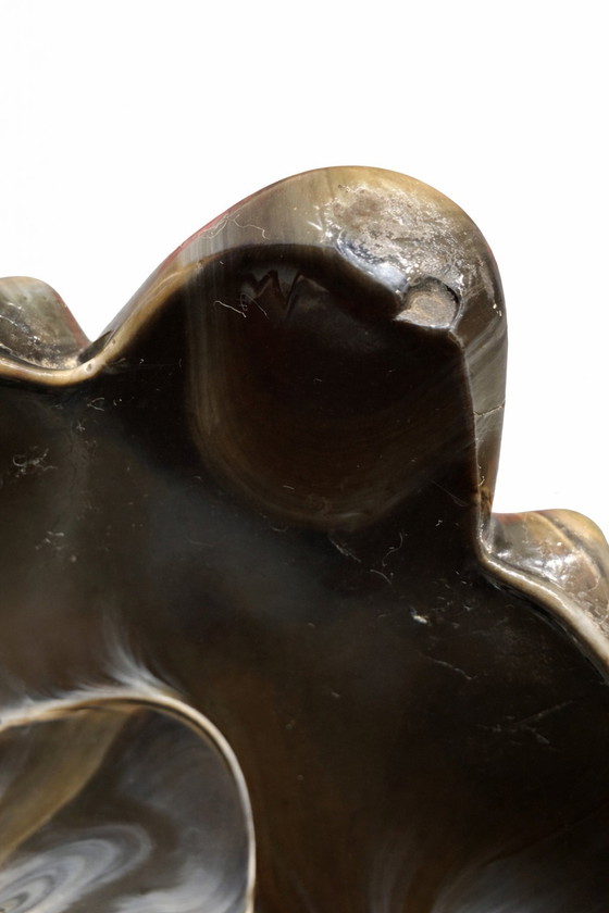 Image 1 of Zeldzaam Art Deco onyx glazen tafelstuk met duiven – STS Abel Zagreb, 1930