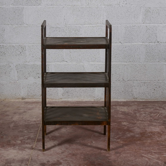 Dark Stained Open-Shelf Etagere, Liberty Style – Shelving unit, Wood, Rustic (photo 7 of 13)