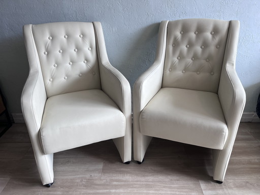 Deux chaises Norwich comme neuves, couleur crème/blanc – fauteuils, Skai (photo 2 of 6)
