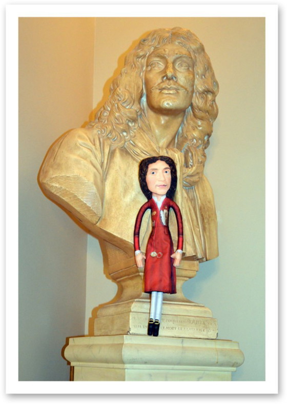 Image 1 of Moliere Art Doll | Handmade Textile Figurine | French Playwright Gift | Literature Teacher Gift | Library Decor