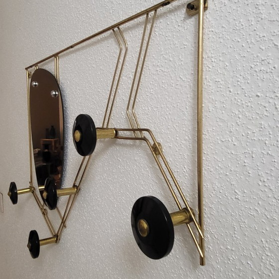 Image 1 of Coat rack, 1950s design coat rack, mirror and brass