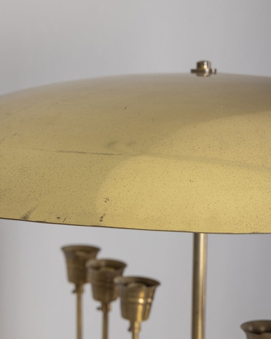 Image 1 of Lampadaire vintage des années 1950 en onyx et laiton doré design italien