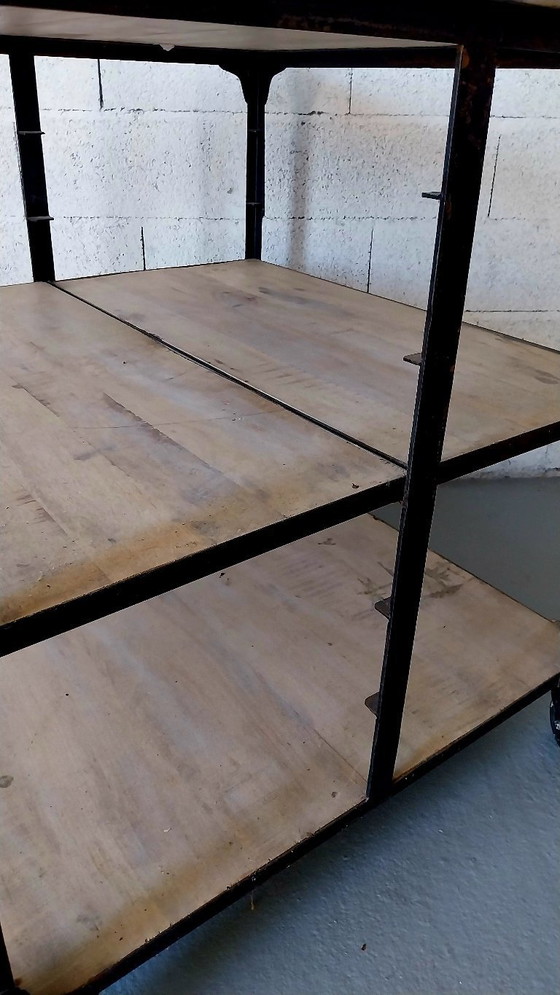 Image 1 of Large industrial-style trolley on wheels