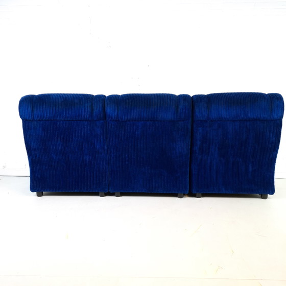 Image 1 of Vintage modulaire bank 3 delen koningsblauwe corduroy stof